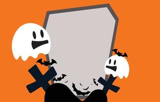 Halloween background. Blank gravestone for transparent text. Decorated with crosses, tombstones and bats. with copy space. Horror and Ghost Day Concept Illustration Vector