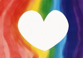 Rainbow watercolor  background with heart shape inside.LGBT  Pride month texture concept. photo