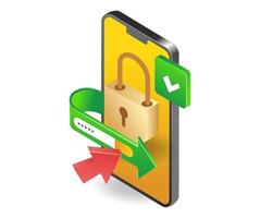 Smartphone app account security password lock vector
