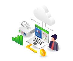 Cloud server tethering wifi for network connection vector