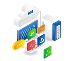 computadora de transferencia de datos del servidor en la nube vector