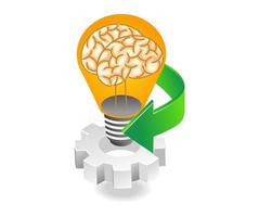 Brain symbol in idea lamp vector