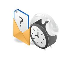 Fill in the question mark letter with an alarm clock vector