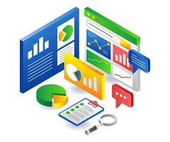 Monitor successful investment business data analysis vector