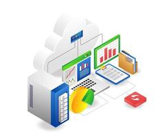 Technology cloud server network flow vector