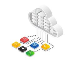red de aplicaciones de servidor en la nube vector