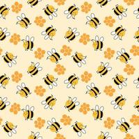 Cute seamless pattern with little bees. Wrapping paper pattern. Patterns for decoration. Bees and honeycombs. vector