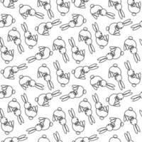 Abstract seamless pattern with rabbits. Line style. Easter Day. Wrapping paper pattern. vector