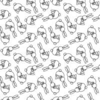 Abstract seamless pattern with rabbits. Line style. Easter Day. Wrapping paper pattern. vector