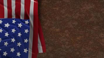 The USA flag  placed on rusty metal plate  3d rendering. photo