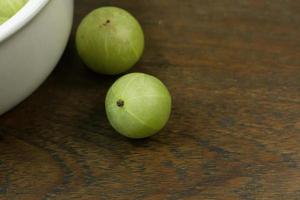 The Indian Gooseberry or Phyllanthus emblica image close up for background. photo