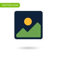 picture mountain sun icon. minimal and creative icon isolated on white background. vector illustration symbol mark