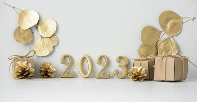 tarjeta de vacaciones de año nuevo 2023 foto