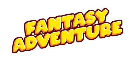 aventura de fantasía. letras de frase de imaginación aisladas en vector de diseño de efecto de texto colorido blanco. texto o inscripciones en inglés. el diseño moderno y creativo tiene colores rojo, naranja, amarillo.