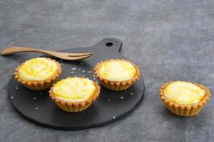 Golden Brown Fresh Cheese Tart served on plate photo