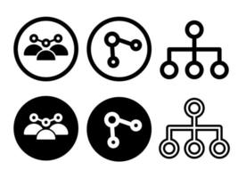icono de vector de red de personas en los iconos de estilo moderno se encuentran en fondos blancos y negros. el paquete tiene seis iconos.
