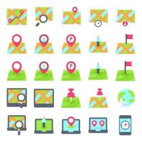 Location map and navigation flat icon set 2