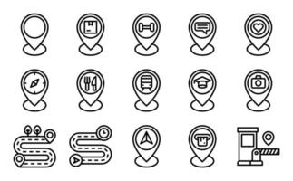 Location map and navigation line icon set 5 vector