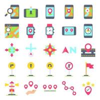 Location map and navigation flat icon set 4 vector