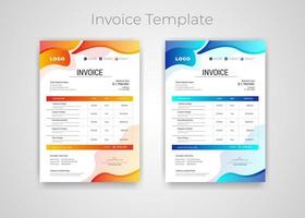 Abstract modern colorful business invoice template with color variation. Quotation Invoice Layout Template Paper Sheet Include Accounting, Price, Tax, and Quantity. With color variation Vector