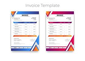 plantilla de factura comercial de estilo degradado moderno abstracto. la hoja de papel de la plantilla de diseño de factura de cotización incluye contabilidad, precio, impuestos y cantidad. con variación de color ilustración vectorial de finanzas vector