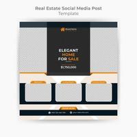 Abstract modern real estate social media post template and web banner creative design. Suitable for social media post and web internet ads, modern real estate square editable banner template. vector