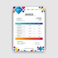 Abstract modern colorful business invoice template. Quotation Invoice Layout Template Paper Sheet Include of Accounting, Price, Tax and Quantity. Vector illustration of Finance Document