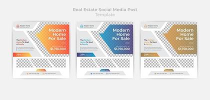 plantilla de publicación de redes sociales inmobiliaria abstracta y banner web con variación de color vector