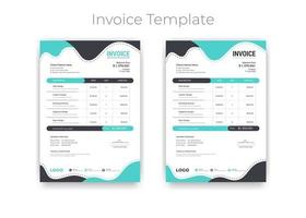 Creative and Unique abstract wave flat style business invoice template. Quotation Invoice Layout Template Paper Sheet Include Accounting, Price, Tax, and Quantity. vector