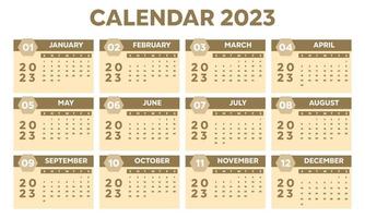 Stylish brown 2023 calendar layout template vector