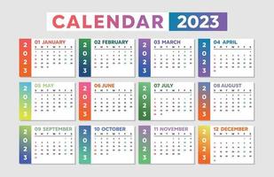 Elegant professional 2023 business gradient calendar template vector