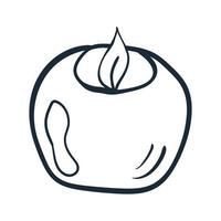 Candle line art. Vector illustration with scribbles on the theme of cozy autumn. Cute element for greeting cards, posters, stickers and seasonal design. Isolated on a white background.