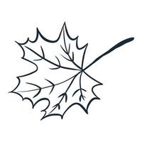 Maple leaf. Vector illustration with doodles on the theme of cozy autumn. A cute element for greeting cards, posters, stickers and seasonal design. Isolated on a white background