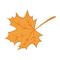 Maple leaf. Vector illustration with doodles on the theme of cozy autumn. A cute element for greeting cards, posters, stickers and seasonal design. Isolated on a white background