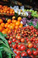 fresh fruits and vegetables at market photo