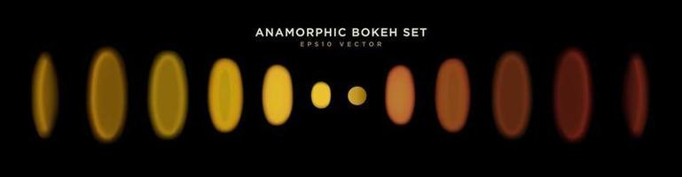 Anamorphic lens oval bokeh isolated vector template set