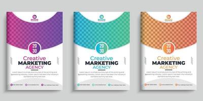 Modern A4 company profile book cover annual report brochure multiple gradient three color variant design vector template