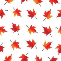 Seamless pattern of autumn fall maple leaves on white background, Paper art and digital craft style vector