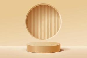 Empty 3d gold round podium with abstract geometric shape background vector