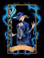 Blue Ice Wizard with staff vector