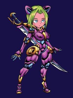 Cute Robot Cat Girl Character
