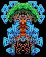 God of tree with geometric background