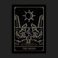 The moon. Major Arcana golden luxury tarot card vector illustration