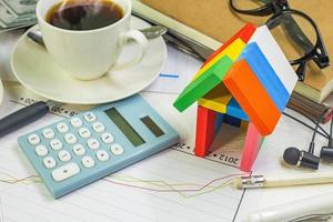 A Home toy on business work table close up image. photo