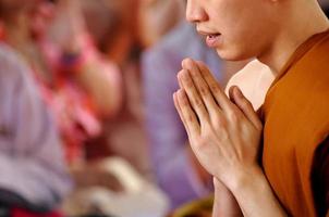 Pray after ordinated to become Thai monk photo