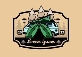 Camping with tent and car illustration design vector
