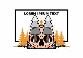 Pine trees stuck in skull illustration design vector