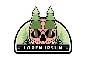 Pine trees stuck in skull illustration design vector