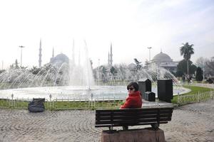 woman visit ancient istambul in turkey photo