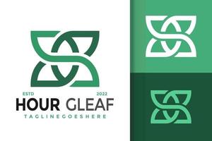 Hourglass with Leaf Logo Design, brand identity logos vector, modern logo, Logo Designs Vector Illustration Template